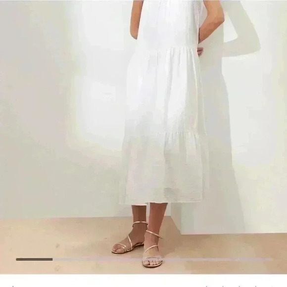 Frill-Sleeve Gauze Tiered Mid-Calf Dress - Picture 10 of 13